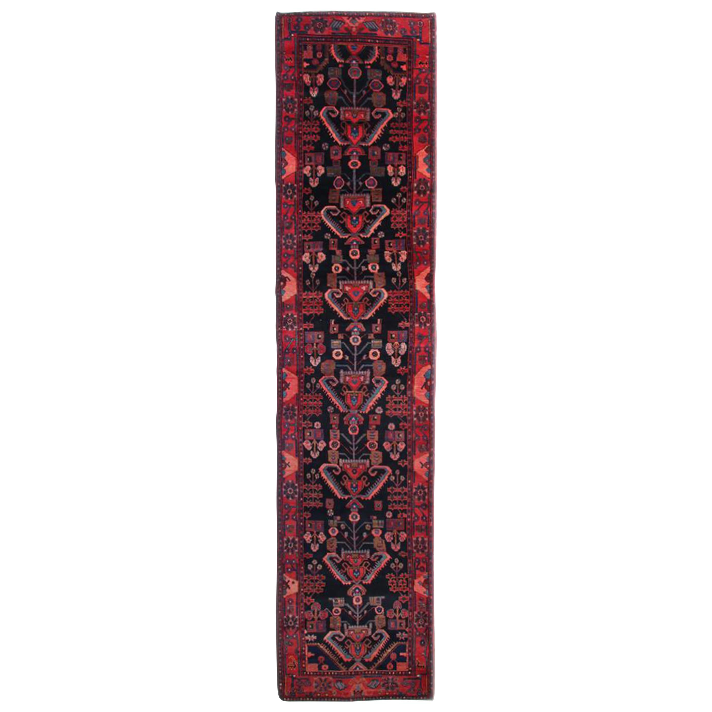 Oriental Runner Rug Handmade Tribal Geometric Wool Area Rug For Sale