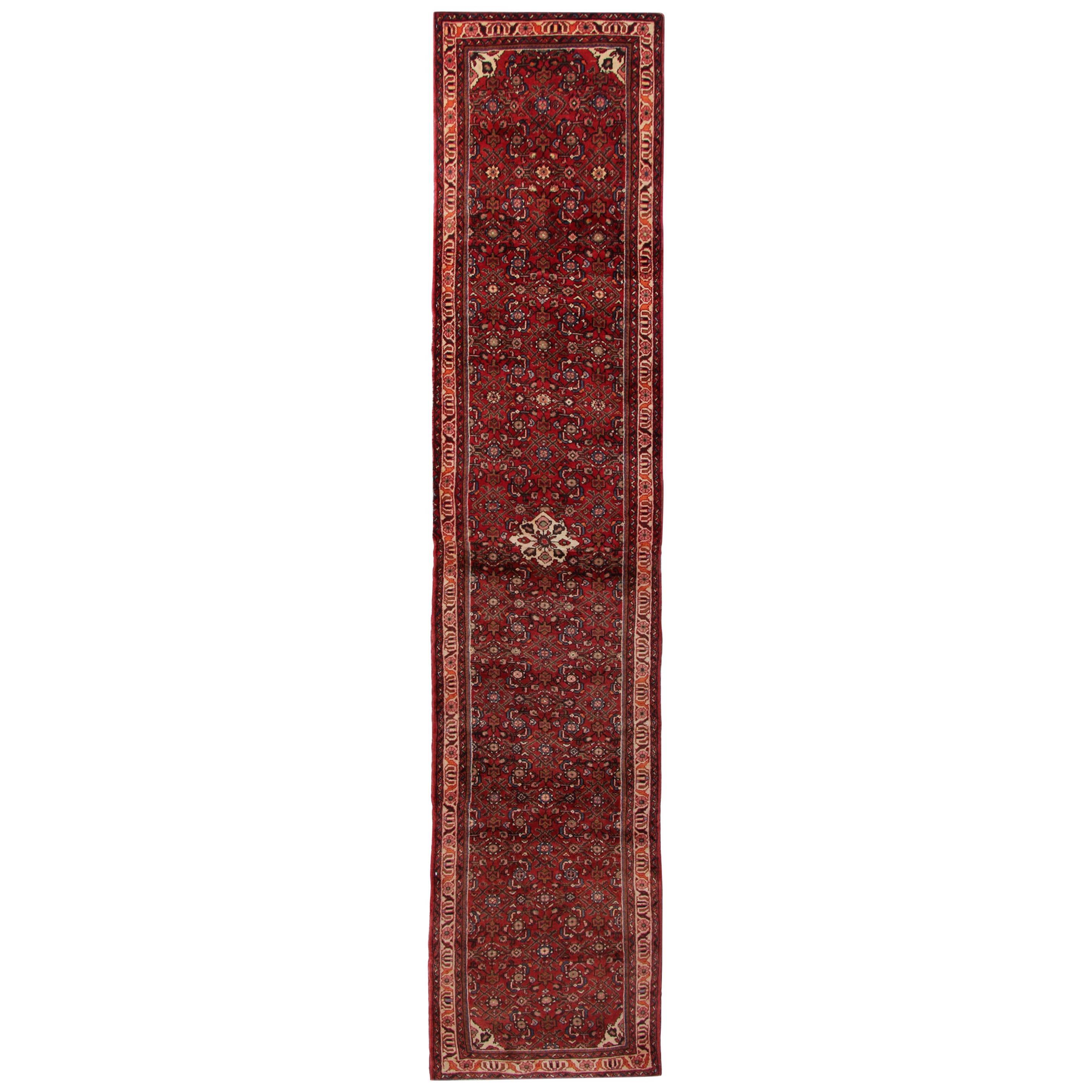 Oriental Rug, Handmade Carpet Vintage Runner, Brown Wool Hallway Rug