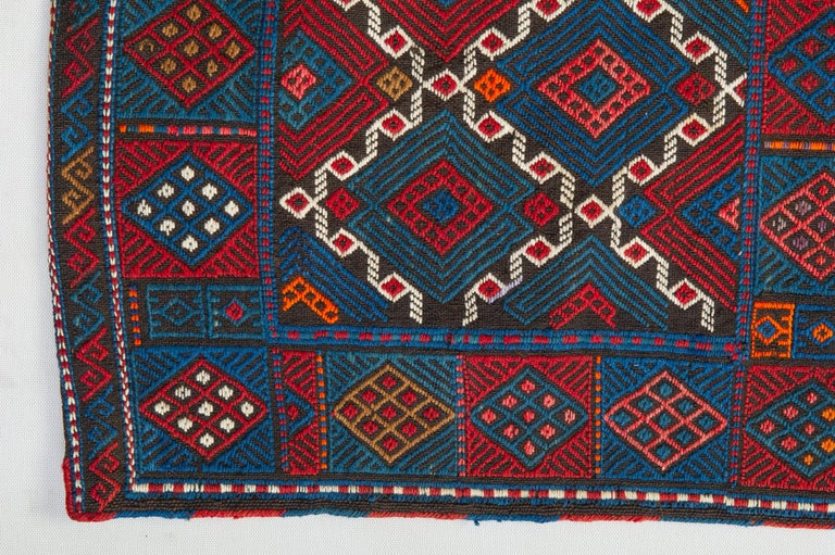 Sacoche De Selle Ancienne - Laine Orientale Multicolore - 115x59cm - Afghanistan