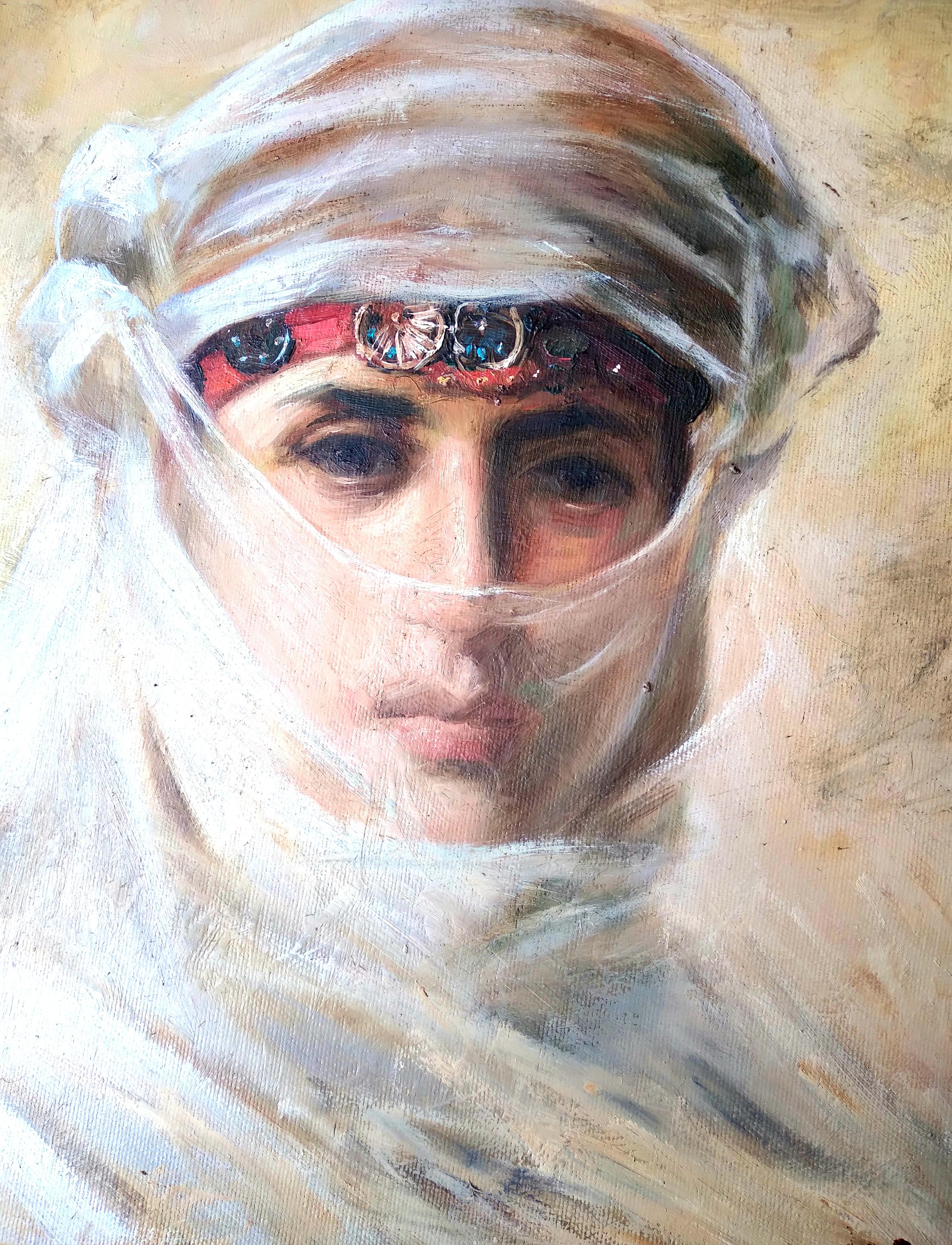 Oriental Scool Painting Portrait of Young Arab Princess of Desert 3