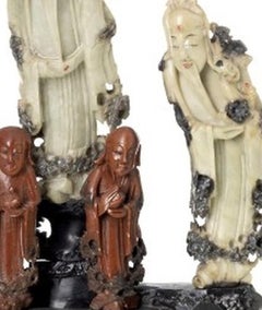 Scultura orientale - Gruppo scultoreo “Gli Immortali” in pietra ollare