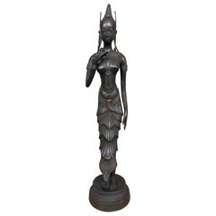 Oriental Sculpture in Patinated Bronze of a Female Figure
