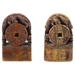 Oriental Sculpture - Pair of soapstone signet seals