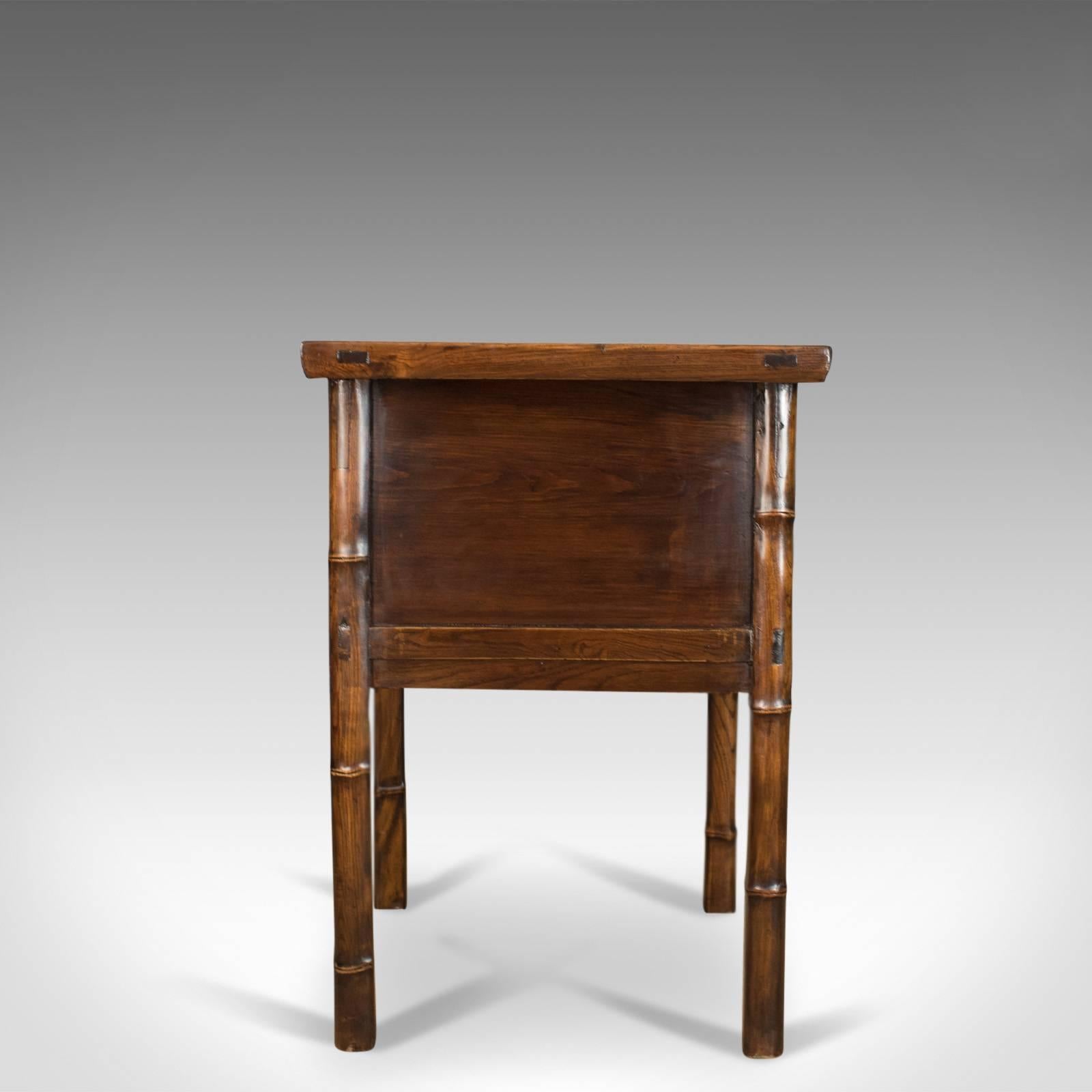 Chinese Export Oriental Side Table, Chinese Elm Cabinet, Late 20th Century For Sale