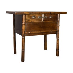 Oriental Side Table, Chinese Elm Cabinet, Late 20th Century