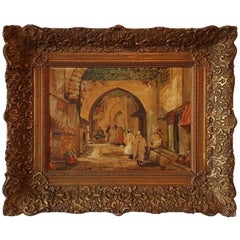 Oriental Street Scene of Morocco by a Unknown Artist and Dated 1931