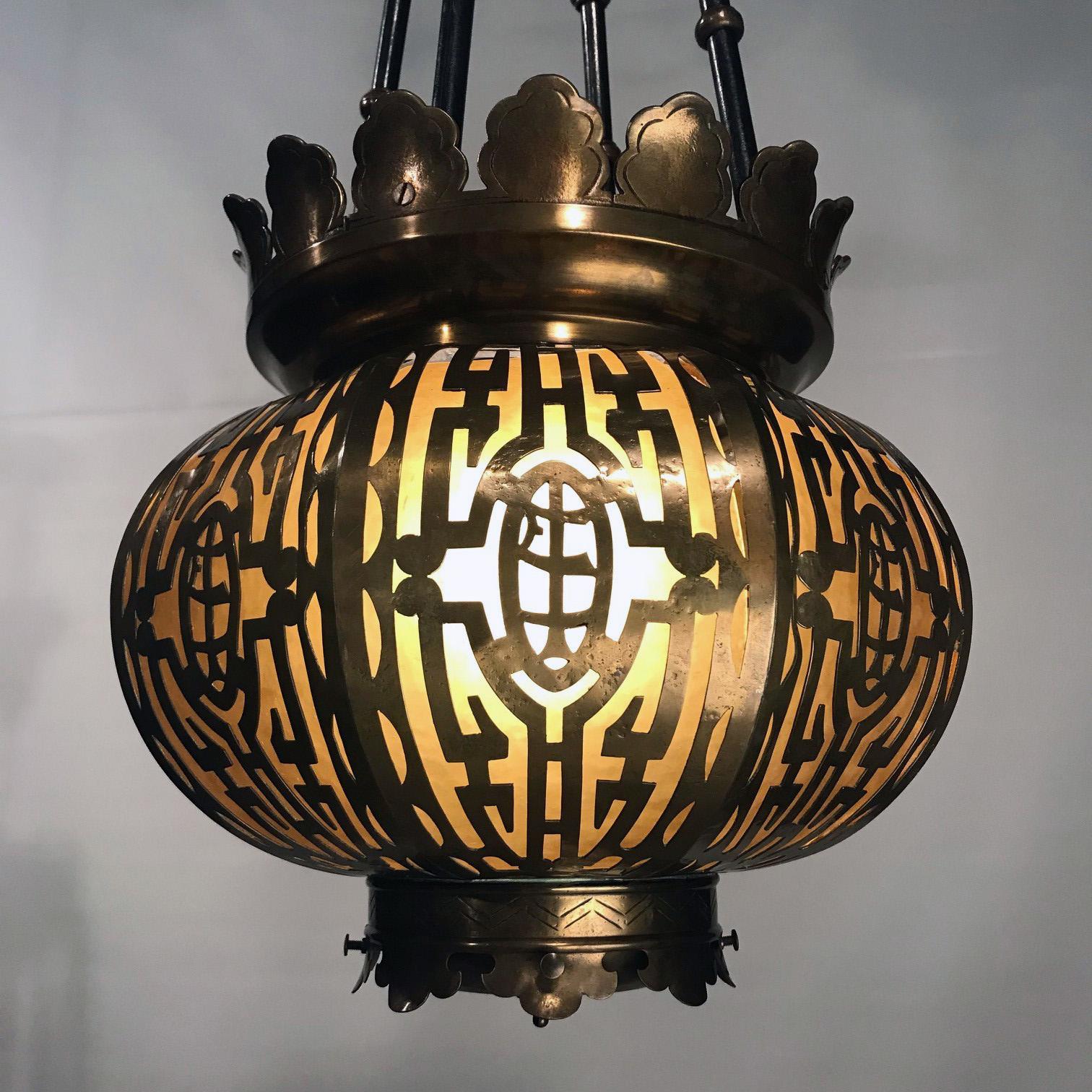 American Oriental Style Brass Lantern  For Sale