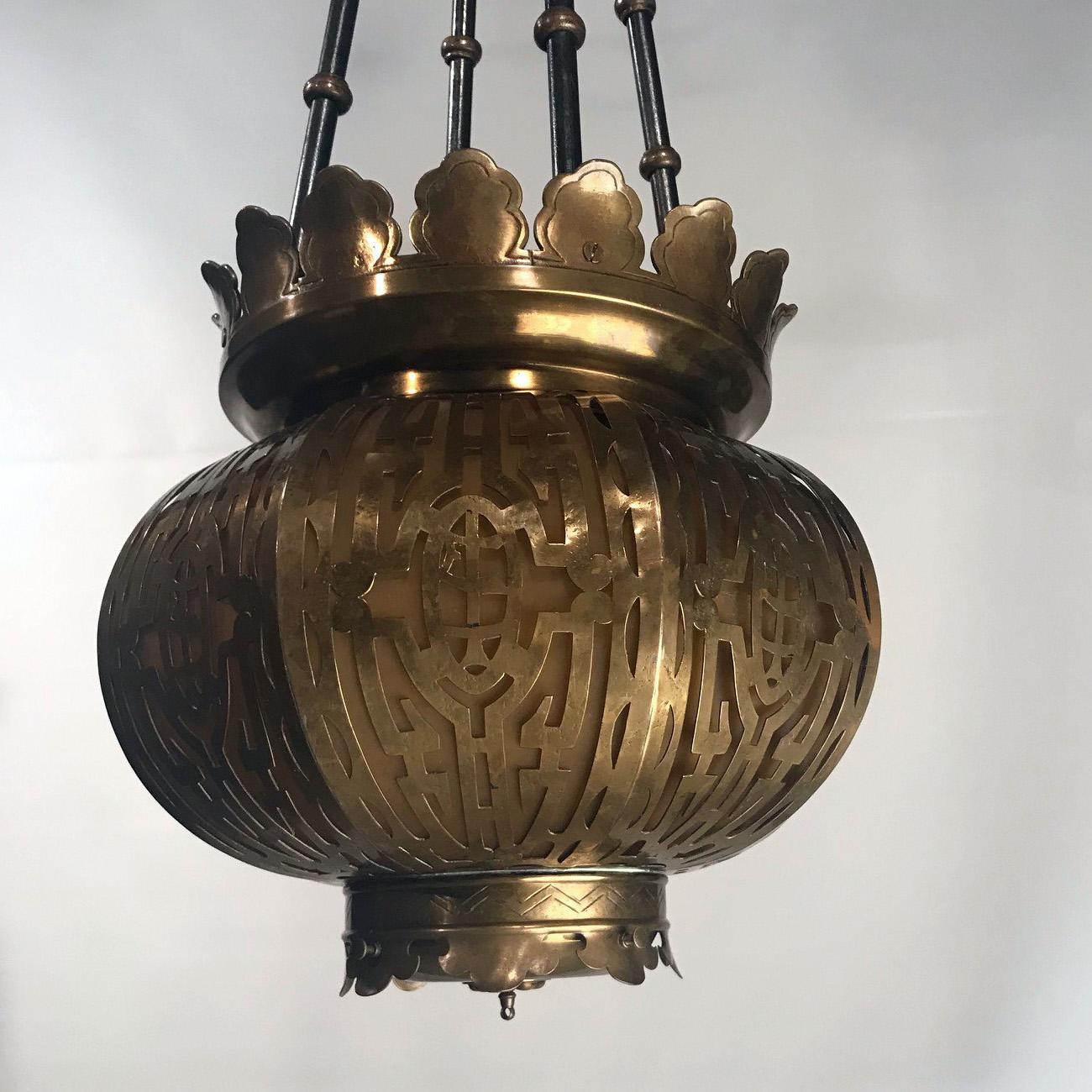 Oriental Style Brass Lantern  For Sale 2
