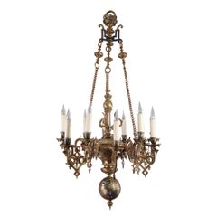 Oriental Style Polychrome Bronze Chandelier, France, circa 1870