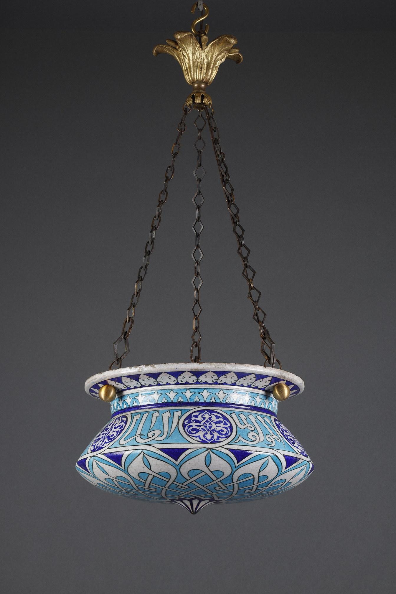 Gilt Oriental Style Chandelier attr. to E. Lachenal, France, circa 1890 For Sale