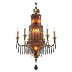 Lampadario in cristallo e bronzo dorato in stile orientale, Francia, circa 1900