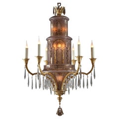 Oriental Style Crystal and Gilded Bronze Chandelier, France, circa 1900