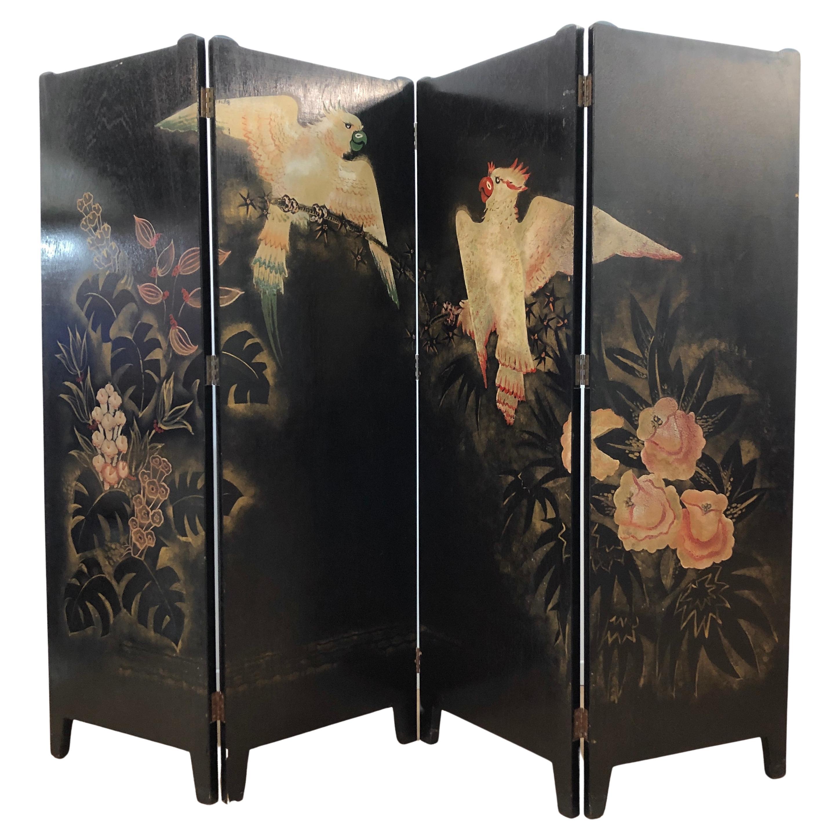 Oriental style folding screen