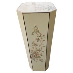 Oriental Style Lacquered Painted Pedestal Stand Flower Stand