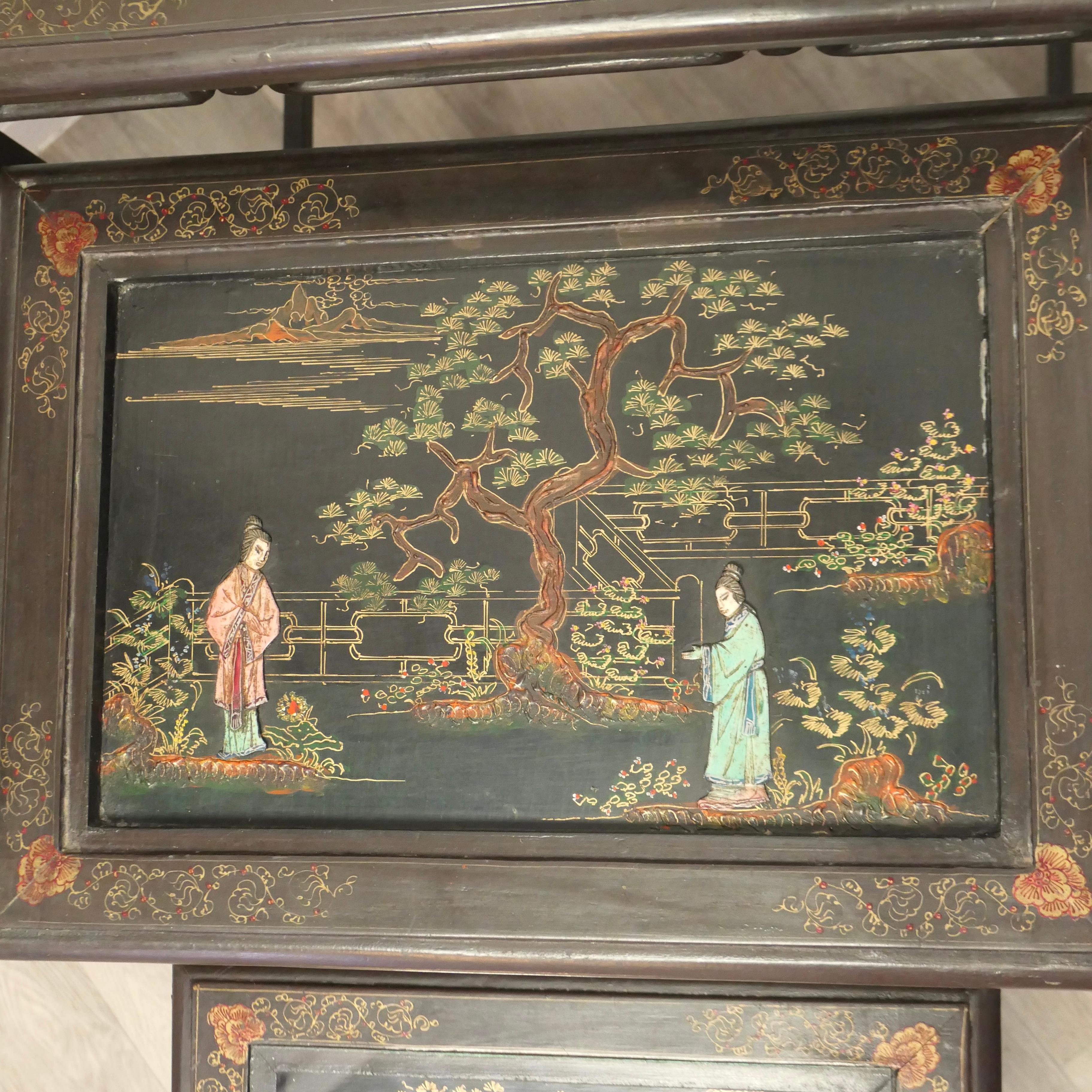 Oriental Style Nest of 4 Tall Lacquer Tables In Good Condition In Godshill, Isle of Wight