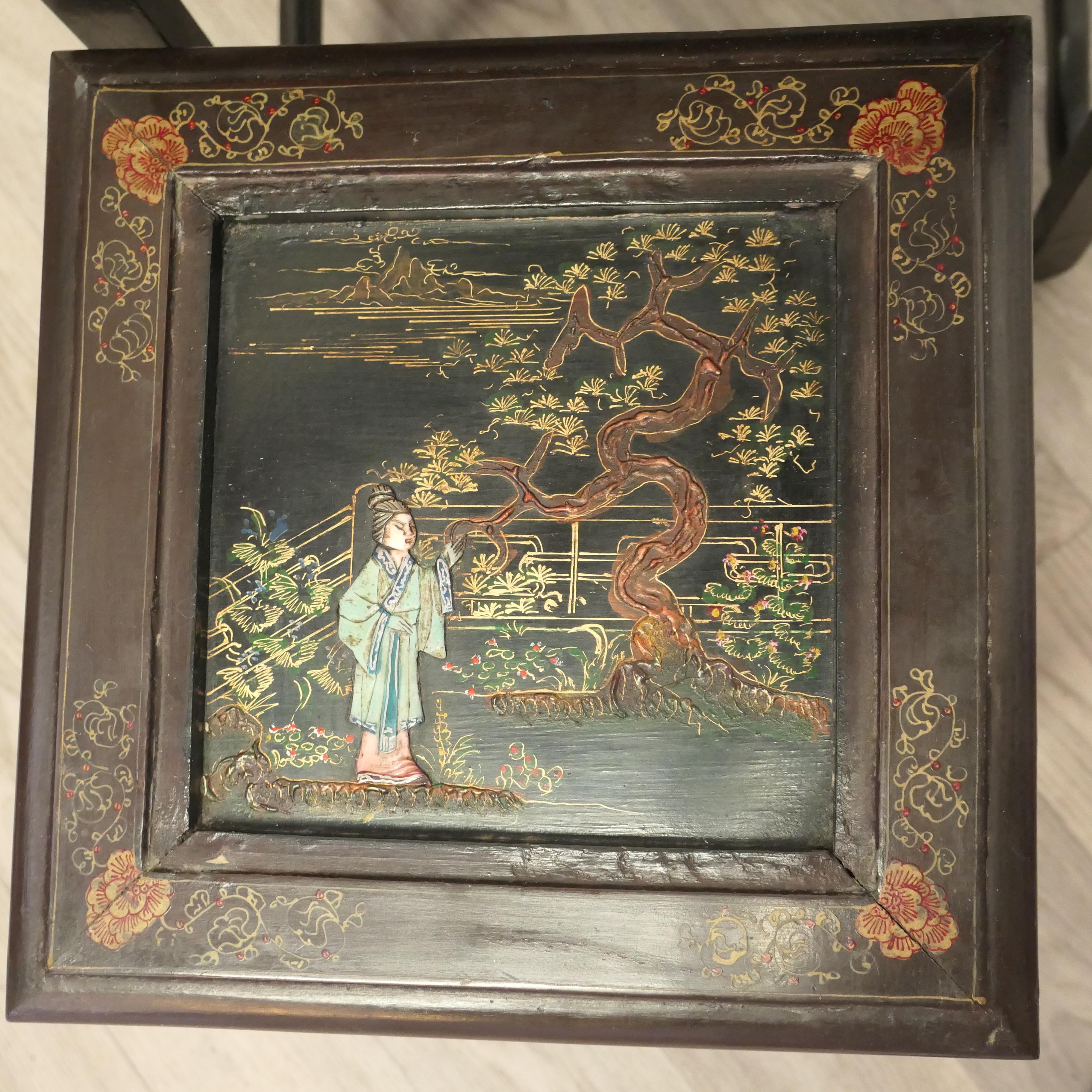Oriental Style Nest of 4 Tall Lacquer Tables 1