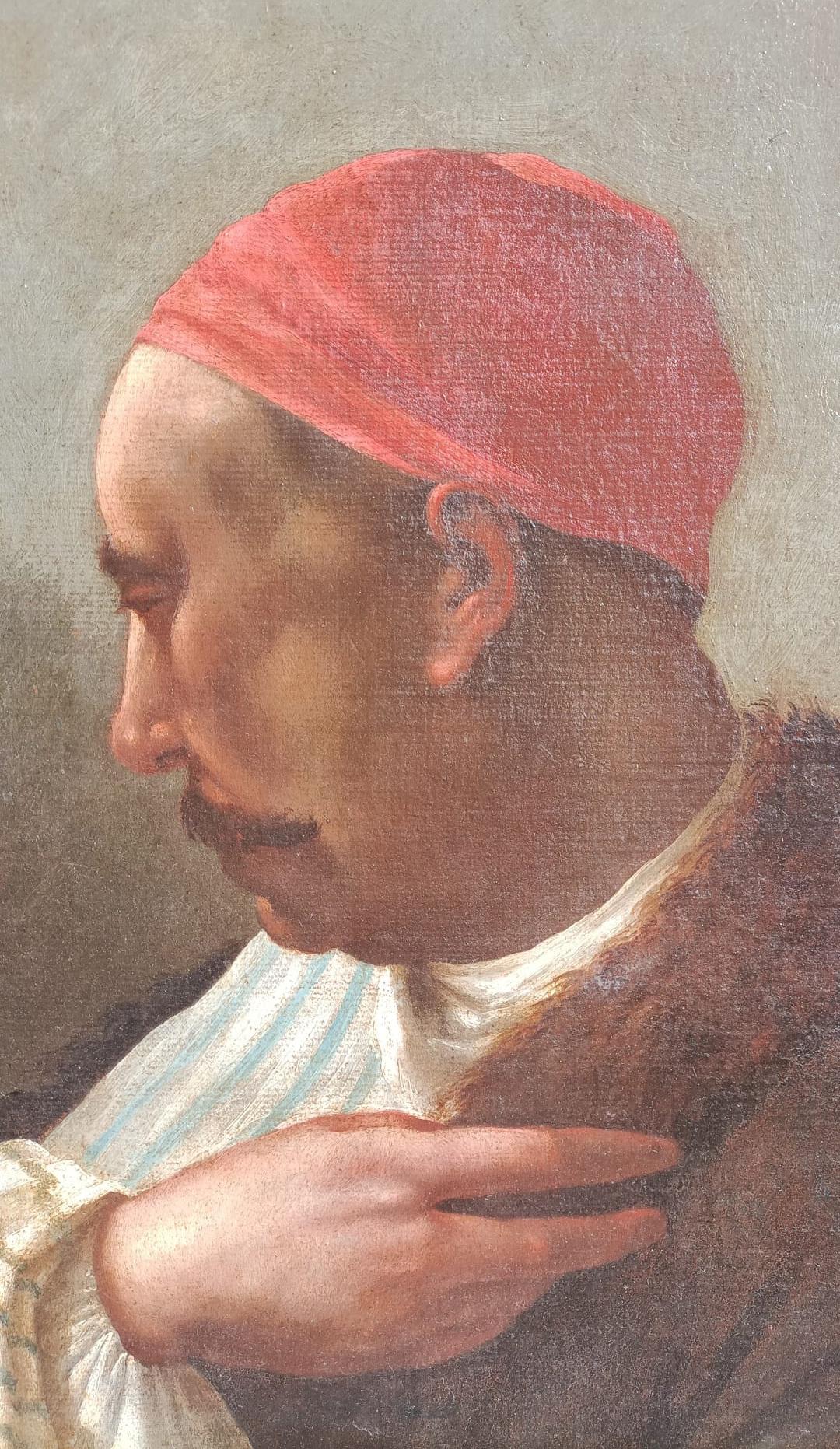 Oriental style portrait by Giuseppe Angeli (attr.) - XVIII century
This Oriental-style portrait of a man was attributed to the Italian Giuseppe Angeli (Venezia, 1709 – Venezia, 1798).
The original oil work was made on paper, and later transferred