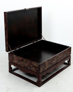 Oriental Style Red and Gold Painted Coffee Table on Base