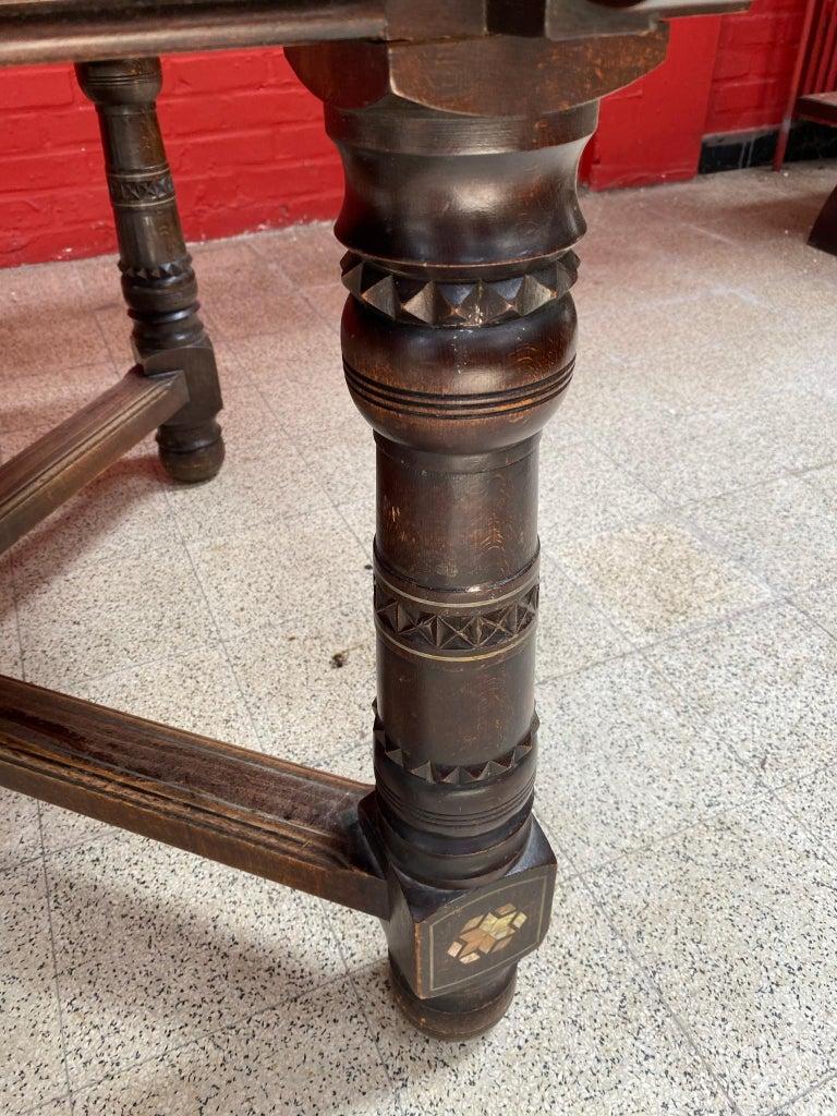 Tavolo in stile orientale in Wood Wood intagliato, con intarsi in osso, 1880 in vendita 1