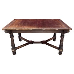 Tavolo in stile orientale in Wood Wood intagliato, con intarsi in osso, 1880