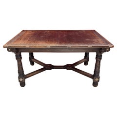 Vintage Oriental-Style Table in Carved Wood, with Mother-of-Pearl Inlay, 1880