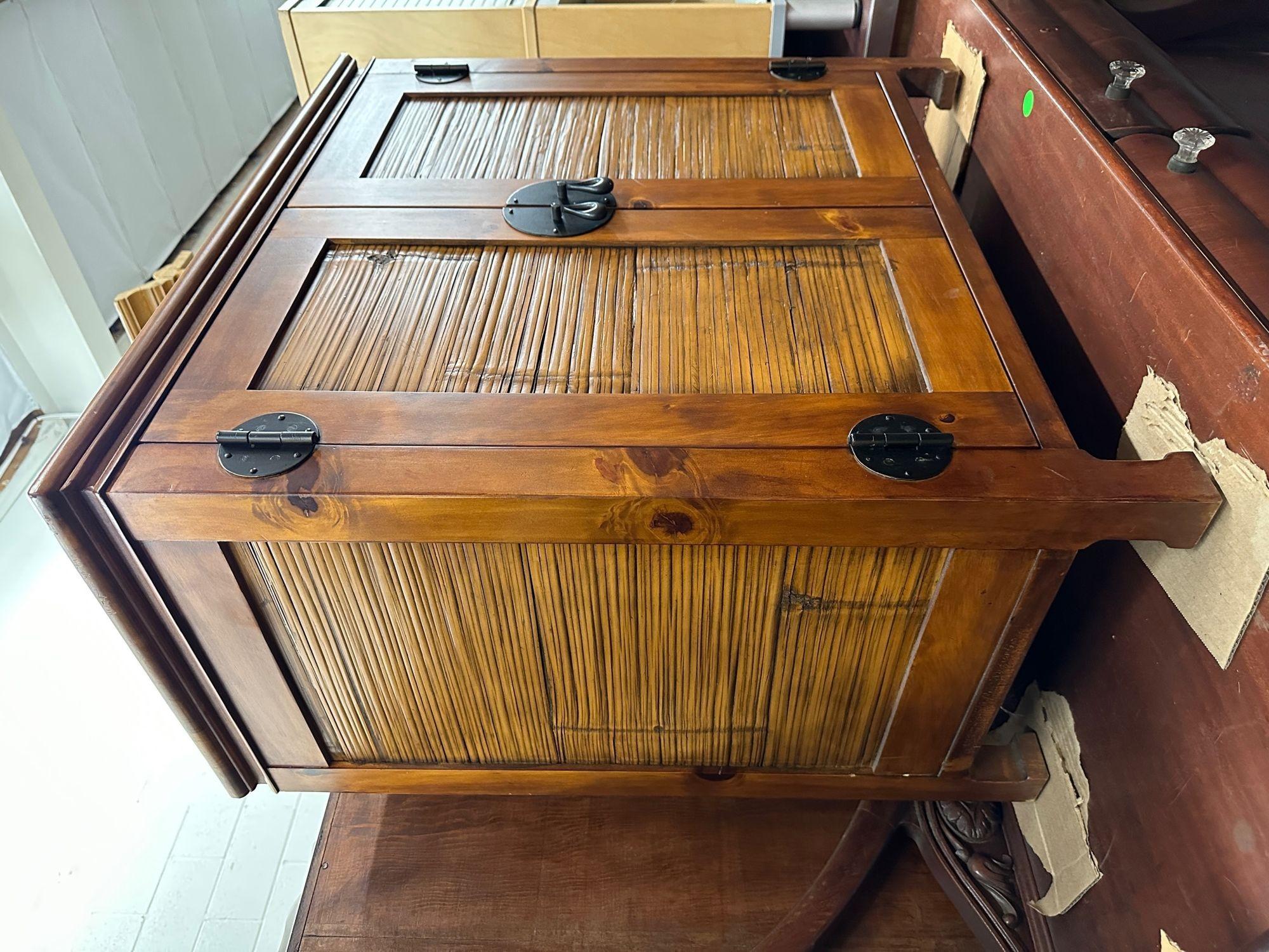Oriental Style Wood and Rattan Cabinet For Sale 2
