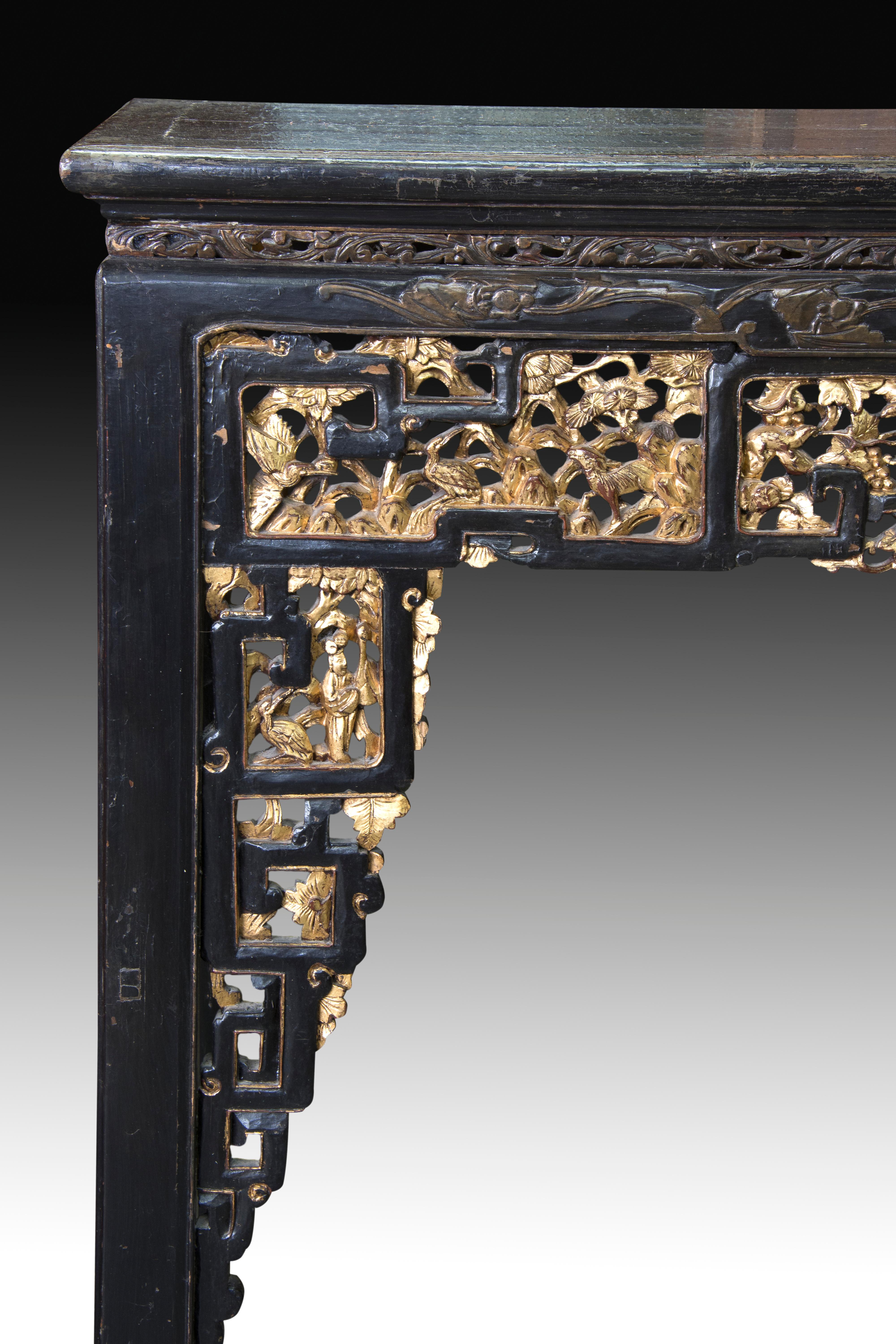 Asian Oriental Table, Wood, Possibly China, 19th-20th Century