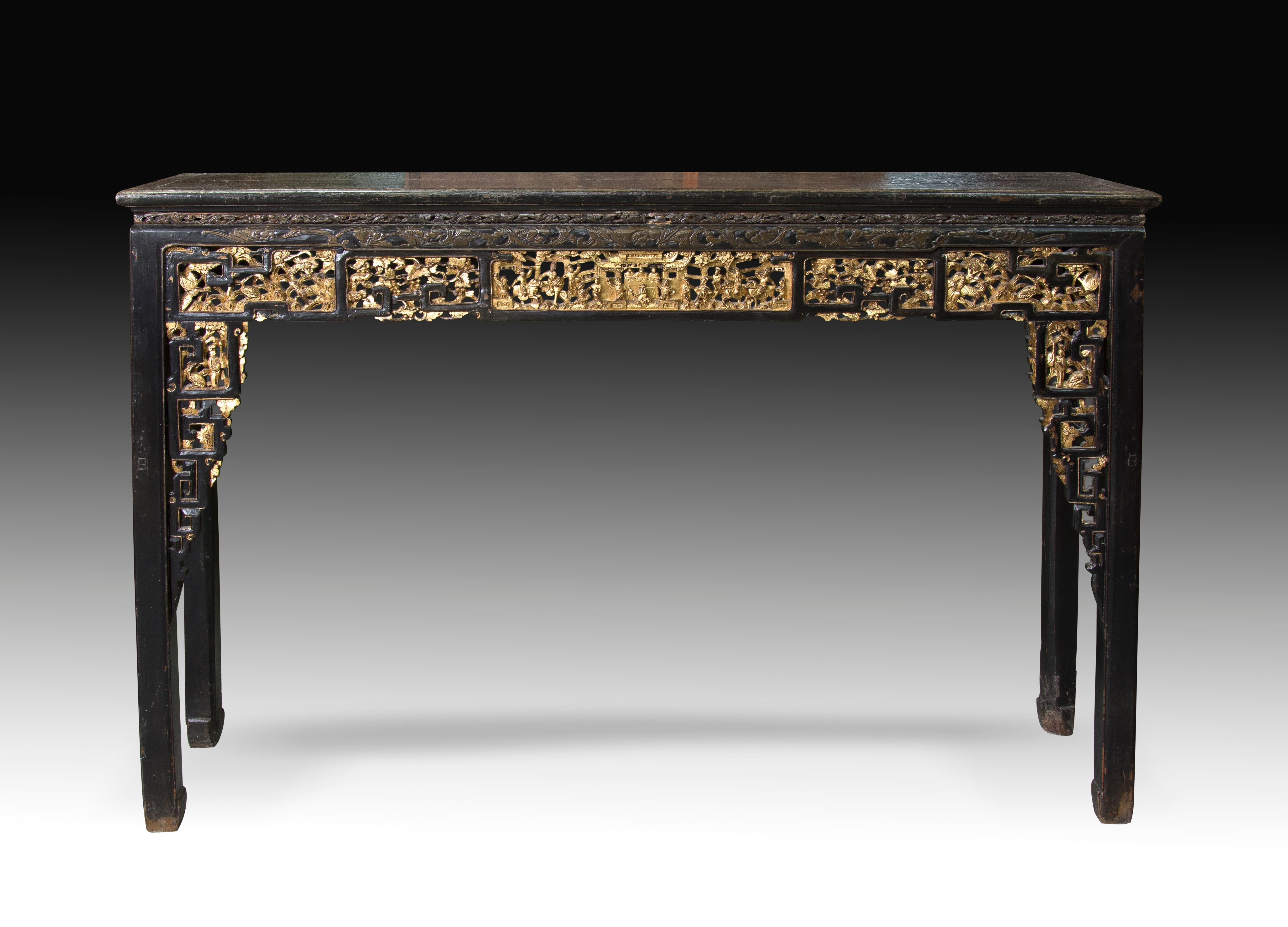 19th Century Oriental Table, Wood, Possibly China, 19th-20th Century
