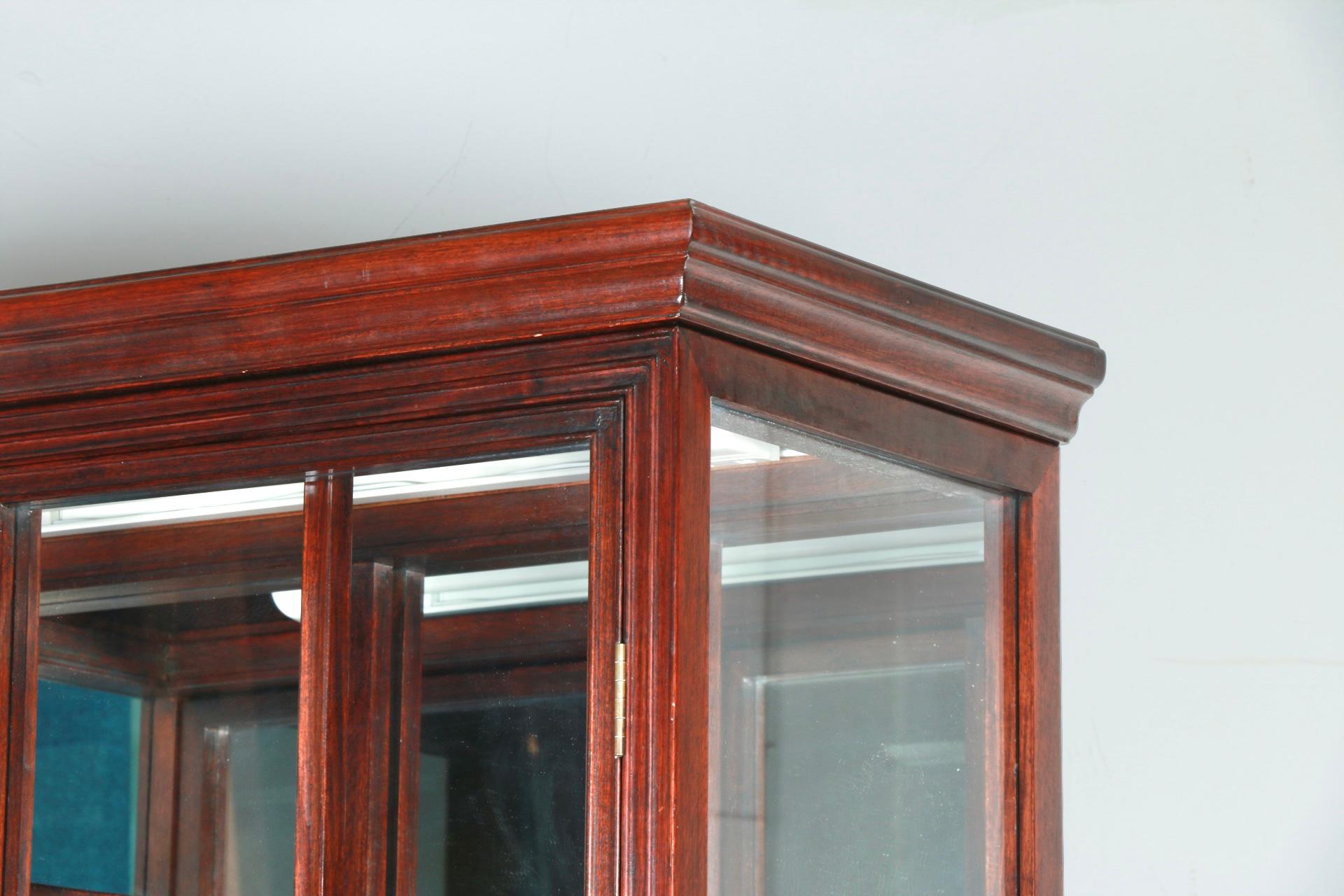 Asian Oriental Tall Mahogany Display Cabinet