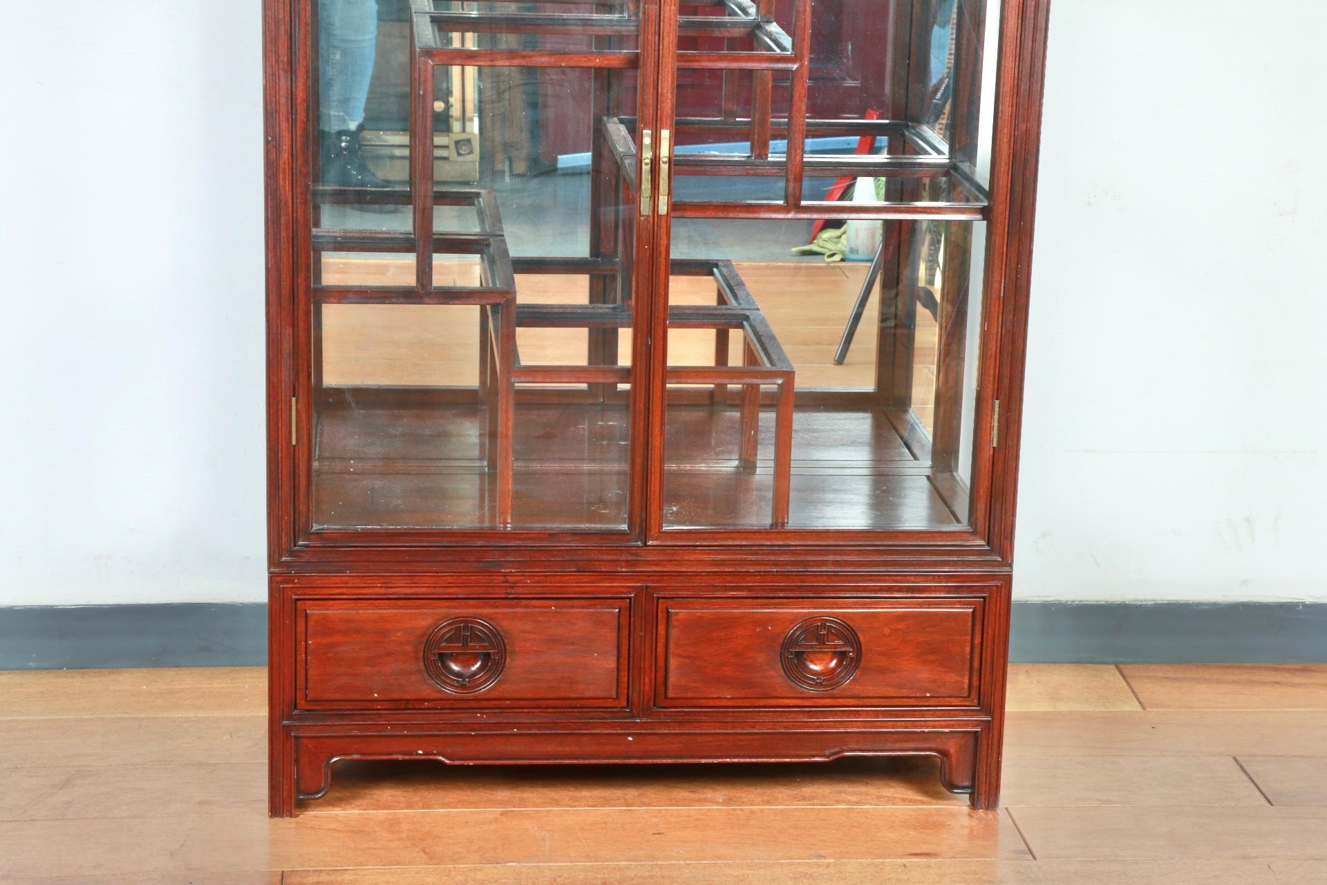 Oriental Tall Mahogany Display Cabinet 2