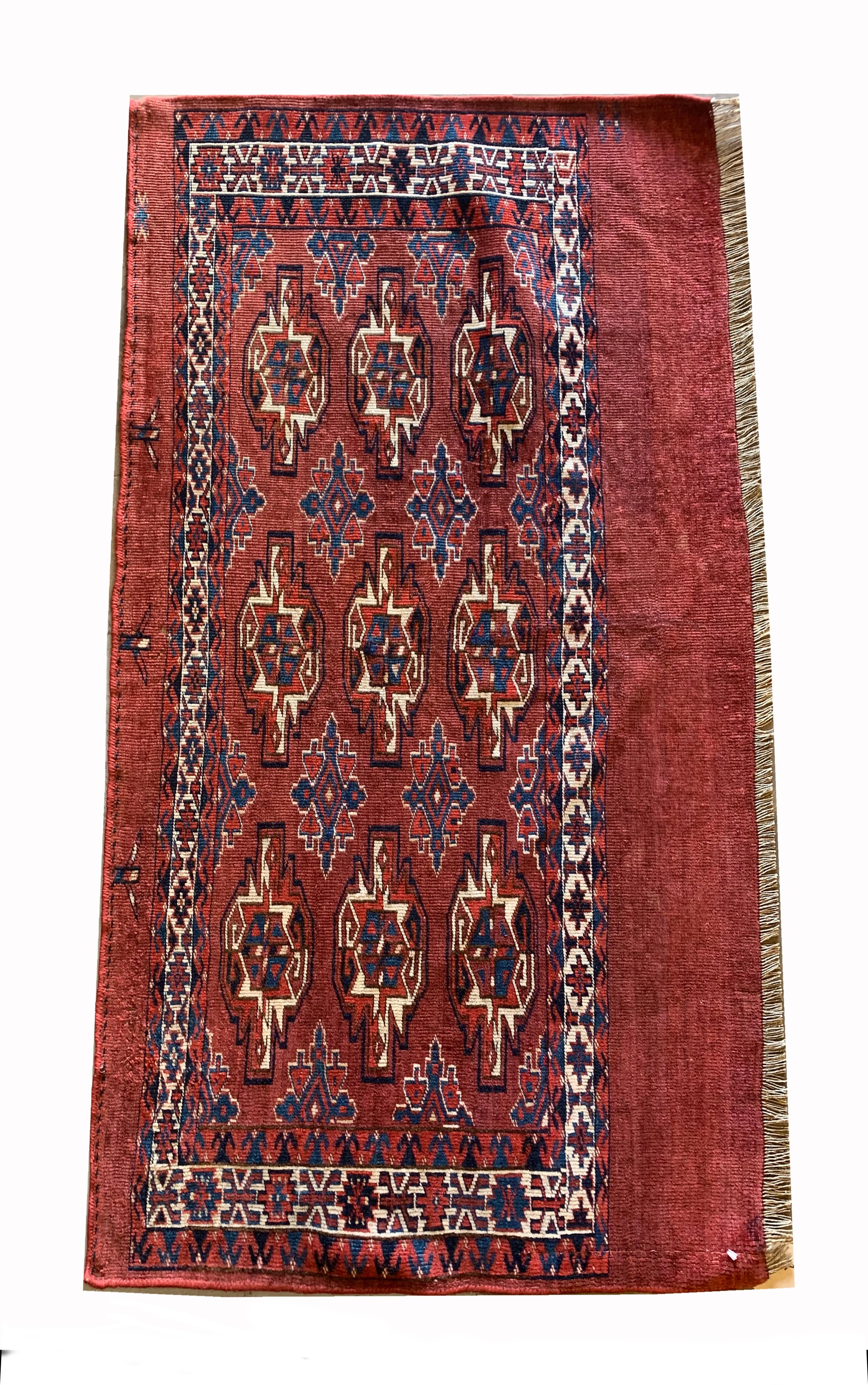 Khorassan Oriental Turkmen Rug Antique Carpet Rust Traditional Handmade Red Wool For Sale