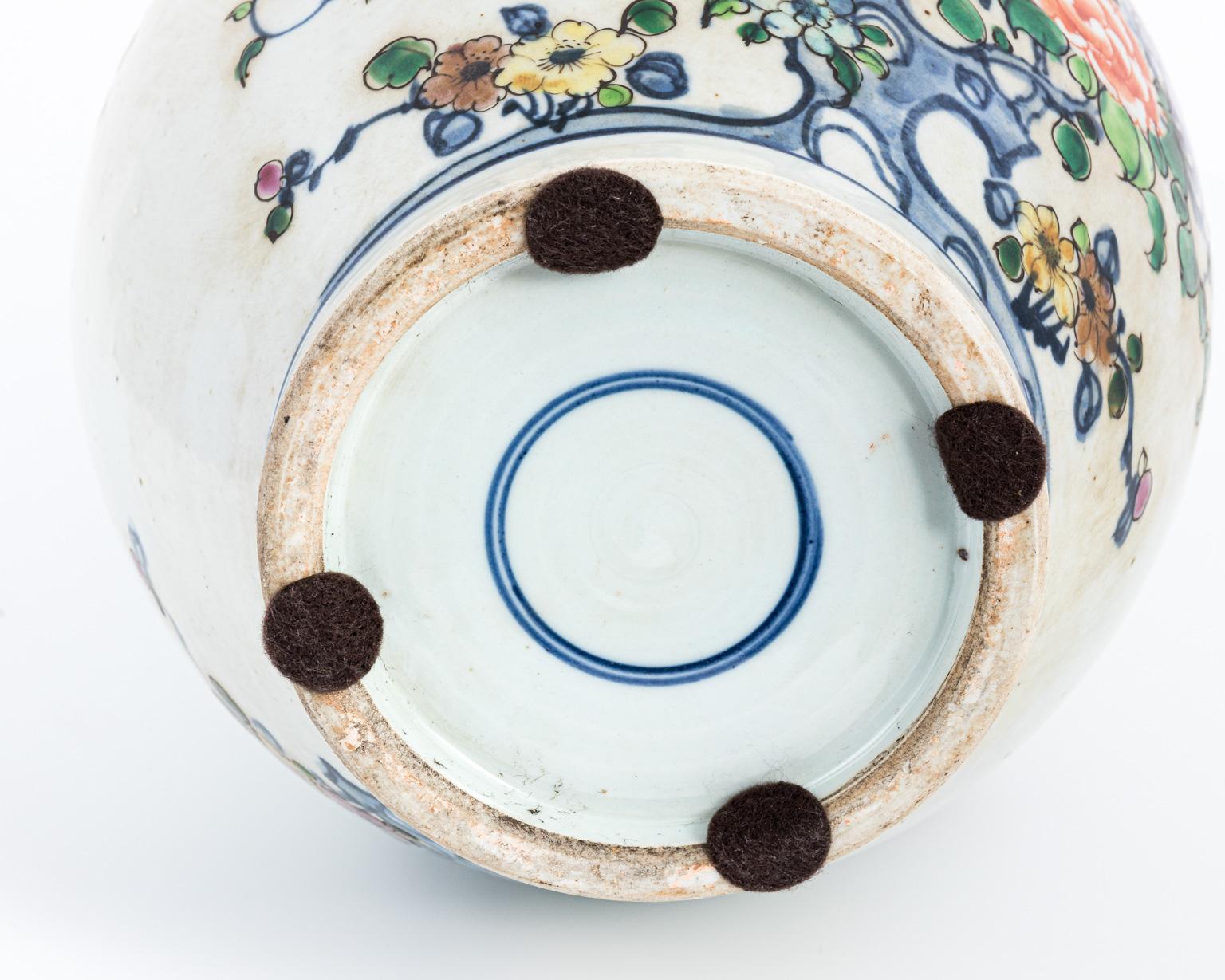 Painted Oriental Vase with Elephant Handles