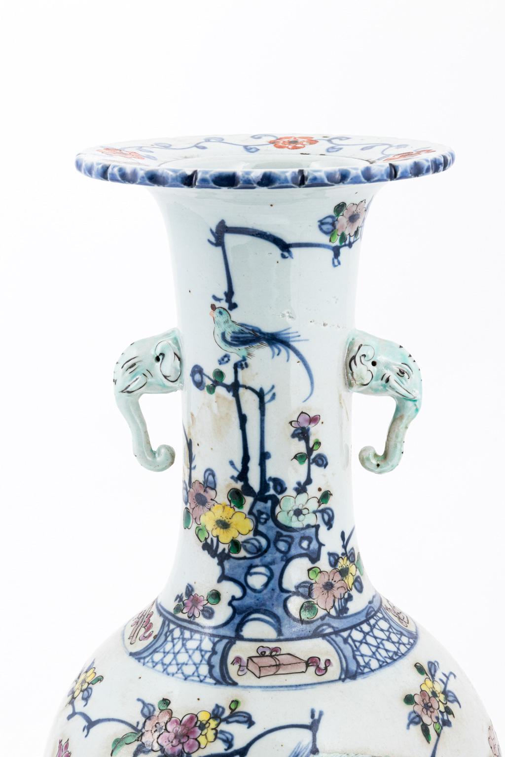 20th Century Oriental Vase with Elephant Handles