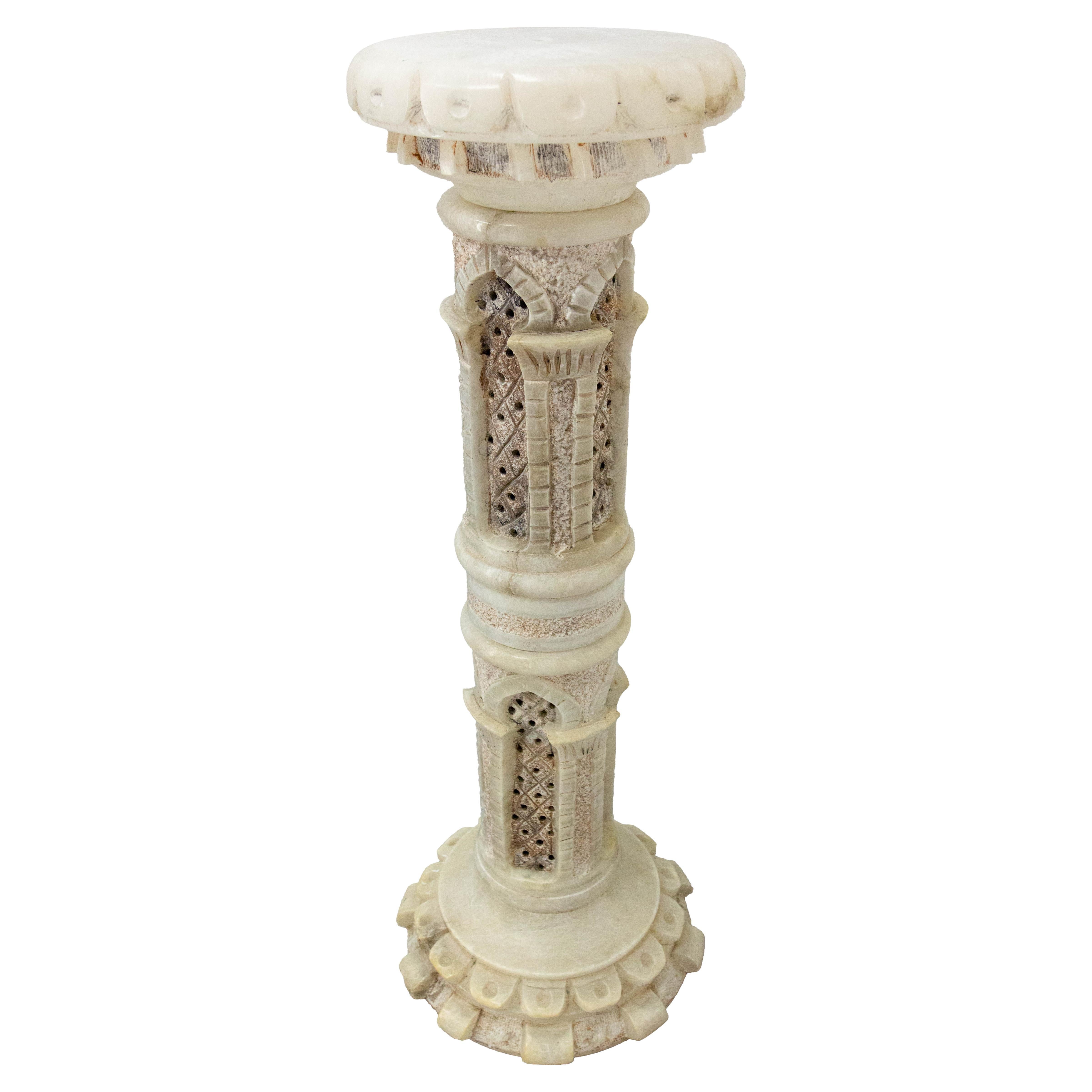 Oriental Vintage Albaster Column with Soft Light, circa 1960 For Sale