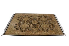 Oriental Vintage Hand Knotted Jaipur Floral Carpet Beige Wool Area Rug 6' x 9'