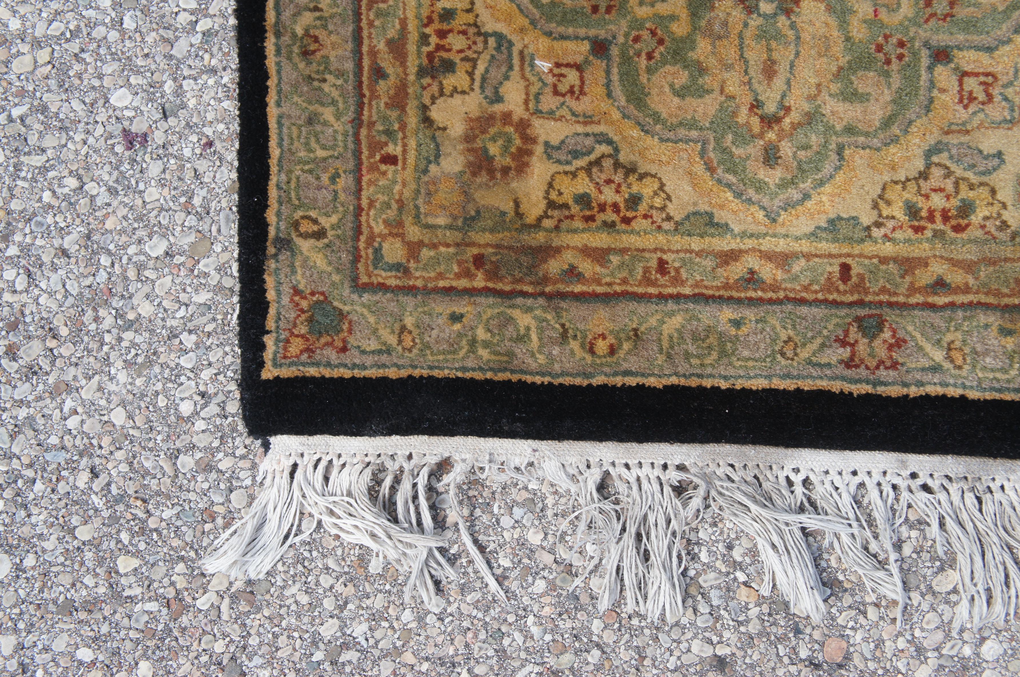 Orientalischer handgeknüpfter Jaipur Floral Vintage Teppich aus Wolle in Beige, 6' x 9', Vintage im Angebot 1