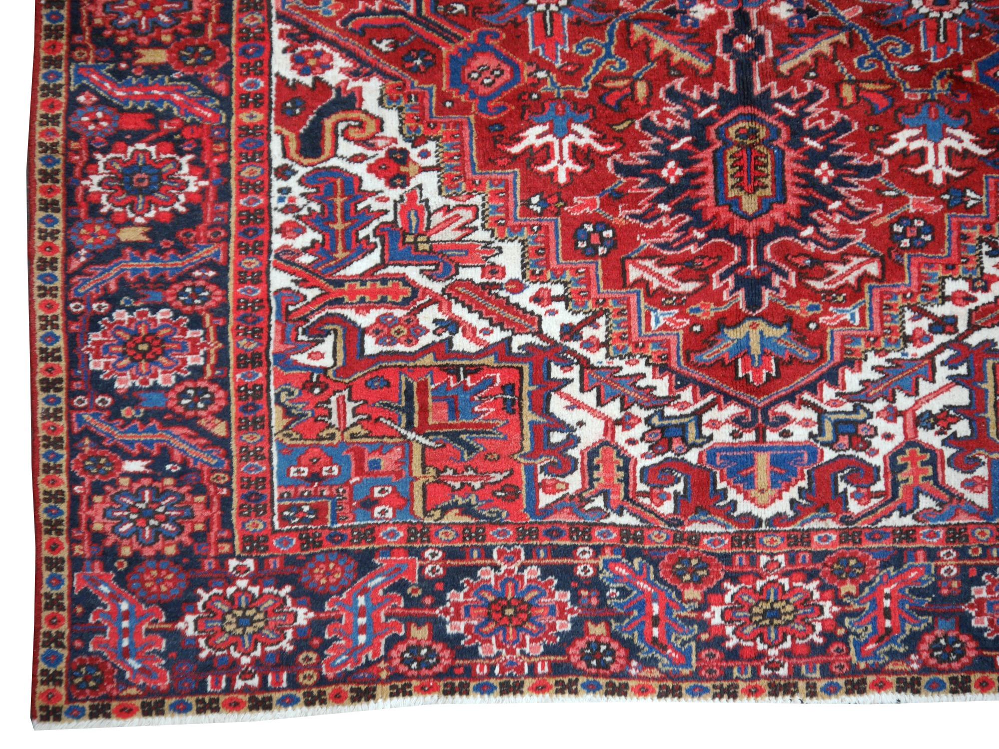 Oriental Vintage Hand-Knotted Persian Rug Red and Blue at 1stDibs