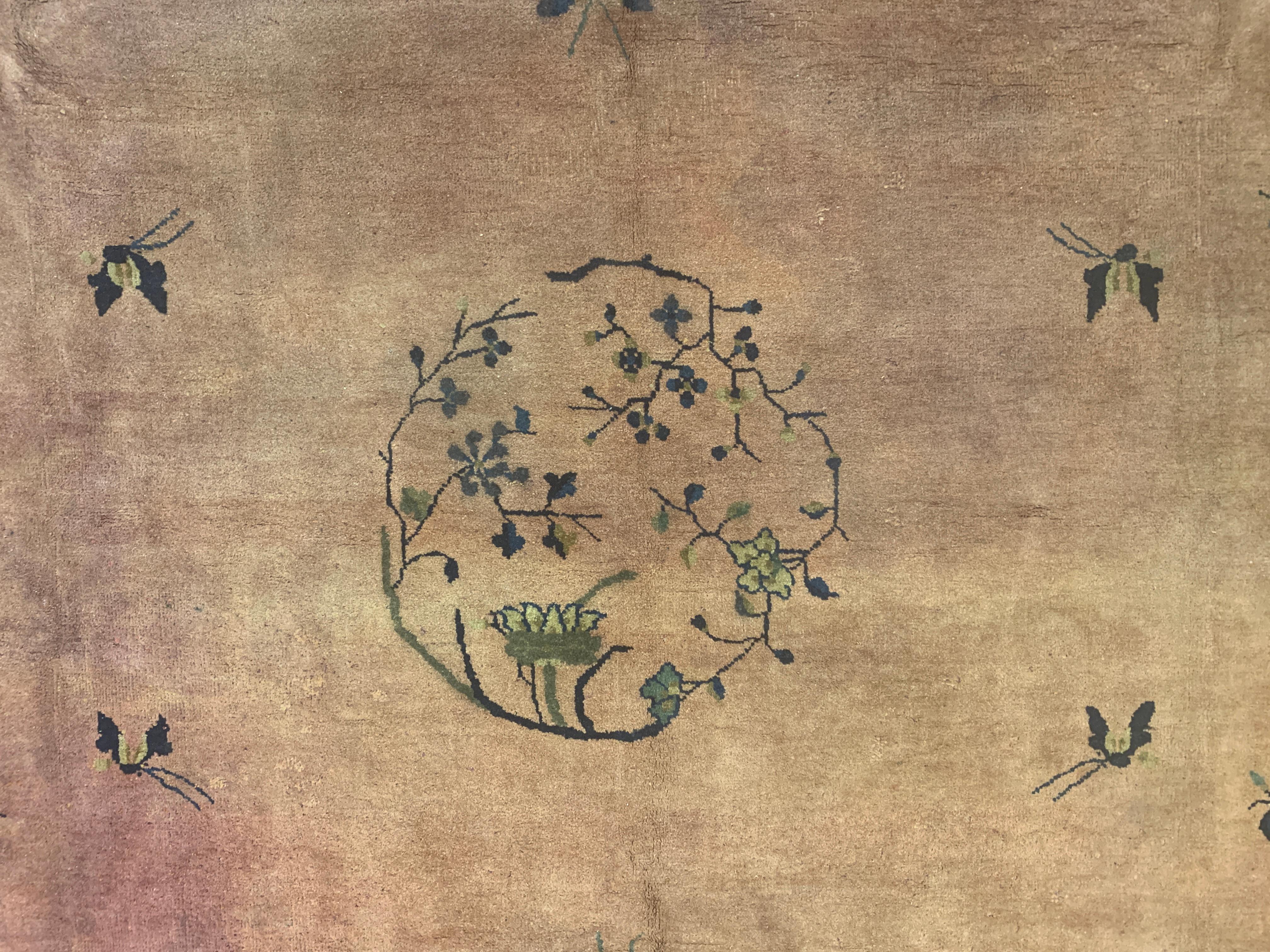 Oriental Vintage Rug Art Deco Style Chinese Rugs, Rust Handmade Carpet Rugs For Sale 6