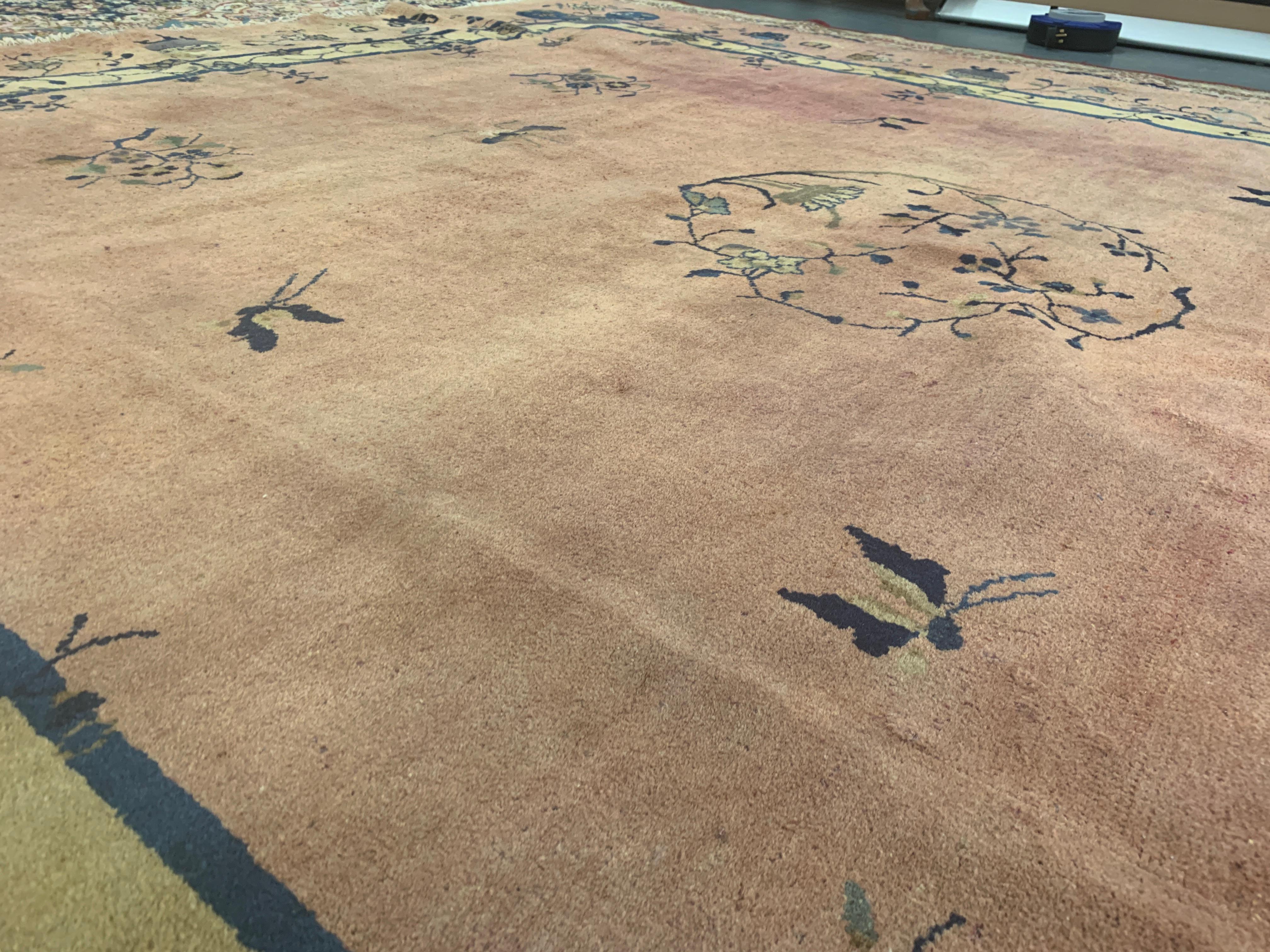 Vegetable Dyed Oriental Vintage Rug Art Deco Style Chinese Rugs, Rust Handmade Carpet Rugs For Sale