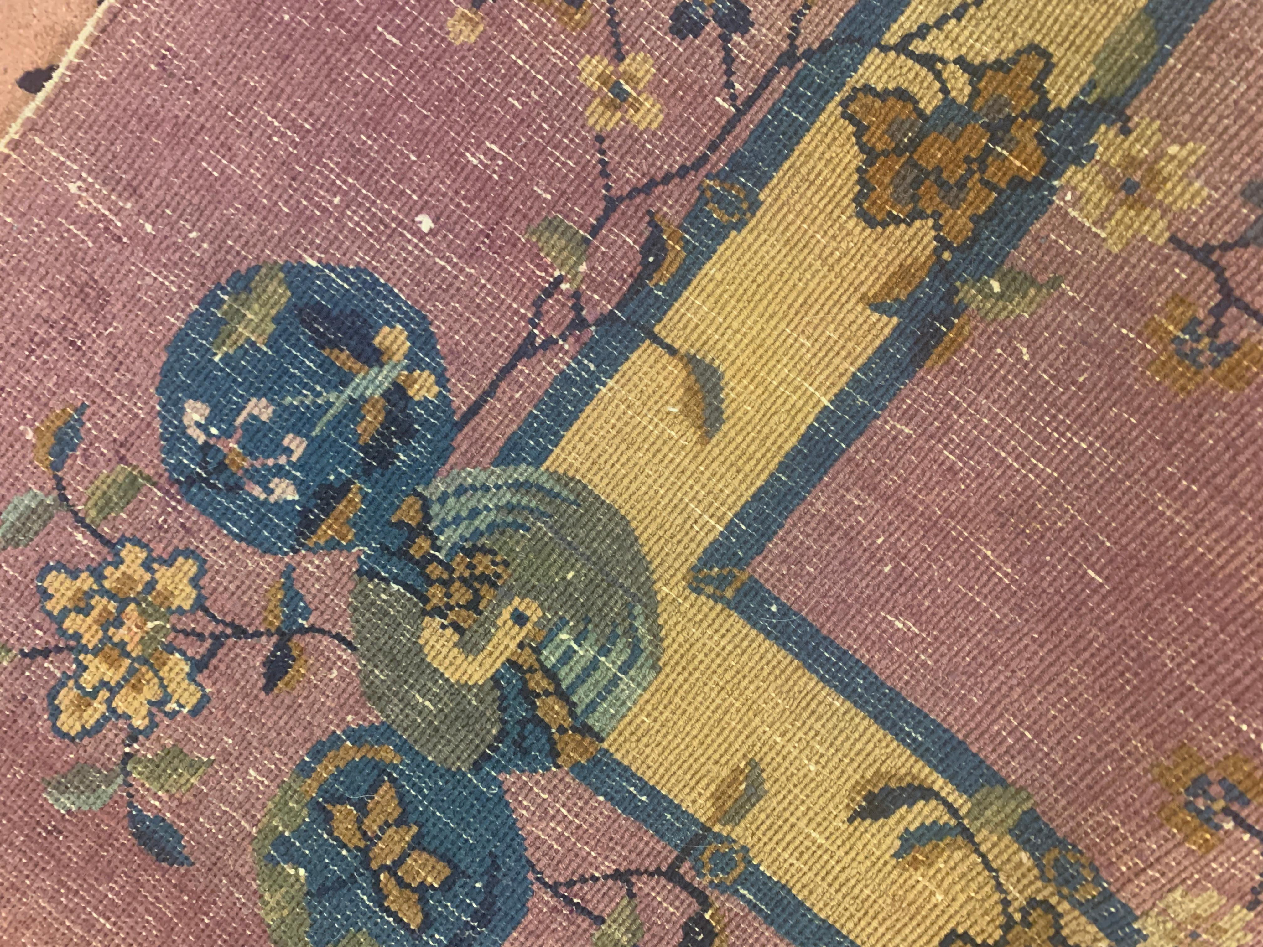Oriental Vintage Rug Art Deco Style Chinese Rugs, Rust Handmade Carpet Rugs For Sale 1