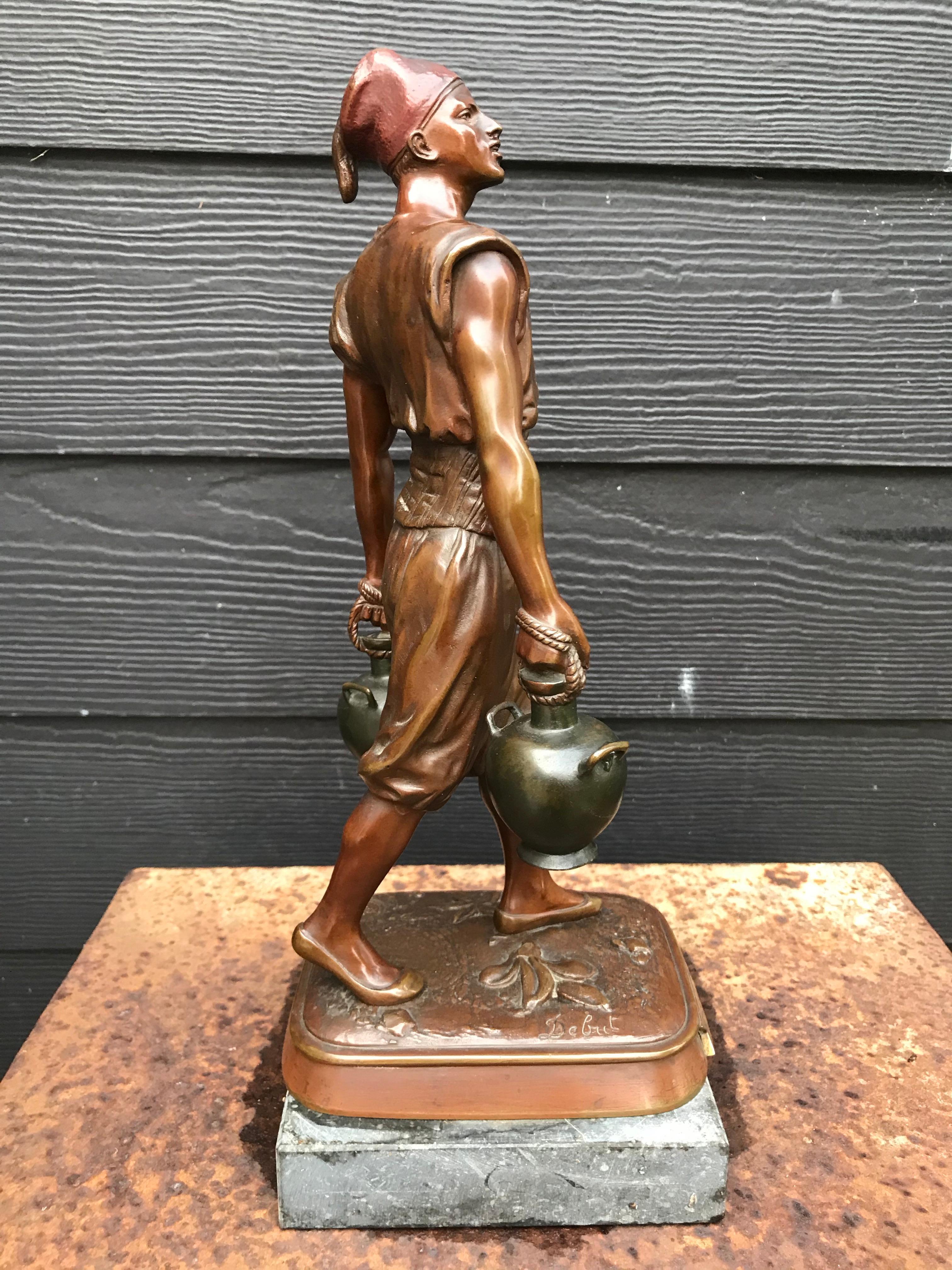 Oriental Water Carrier in Bronze by Jean Didier Debut, France, circa 1880 In Good Condition For Sale In Sint Annaland, NL