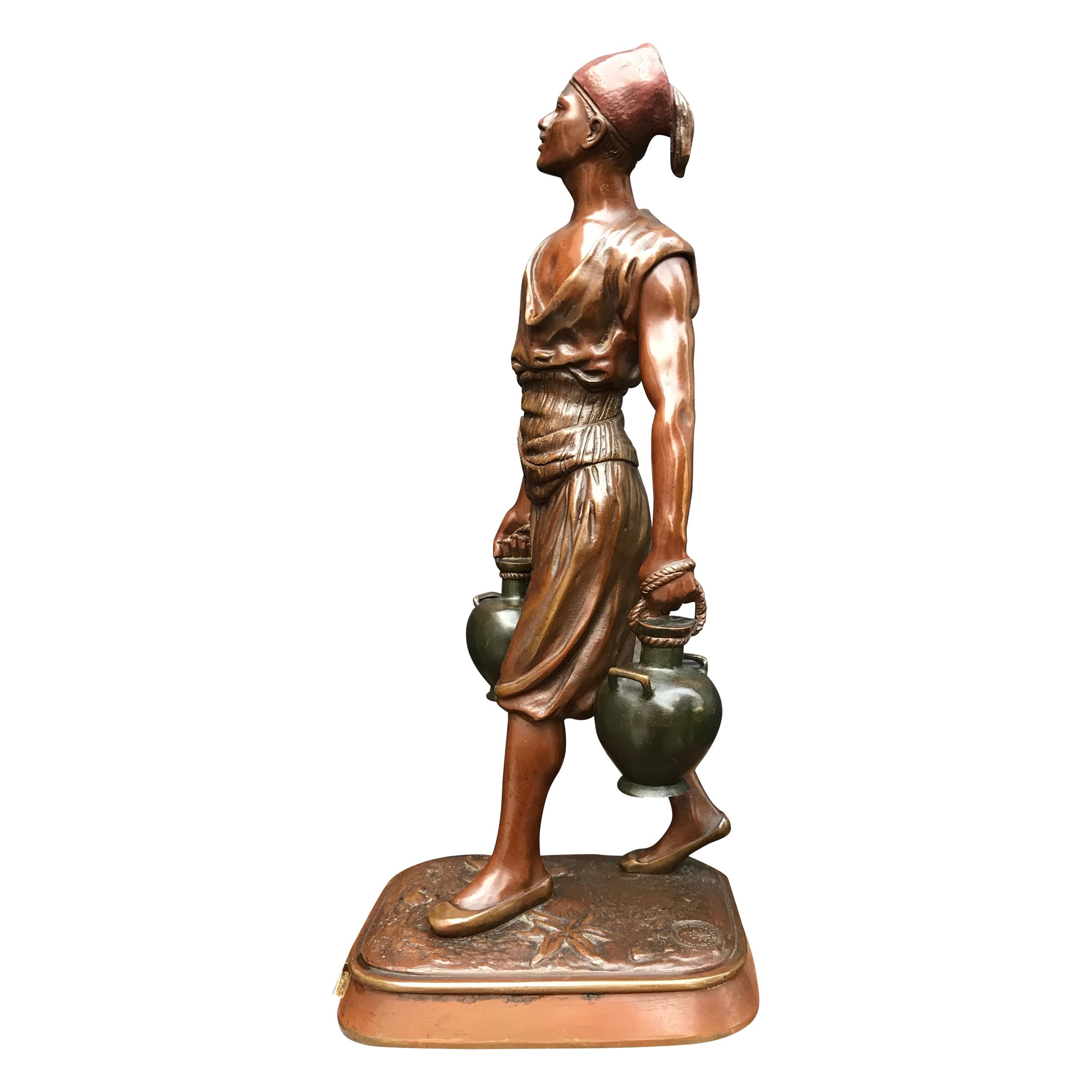 Oriental Water Carrier in Bronze by Jean Didier Debut, France, circa 1880 For Sale
