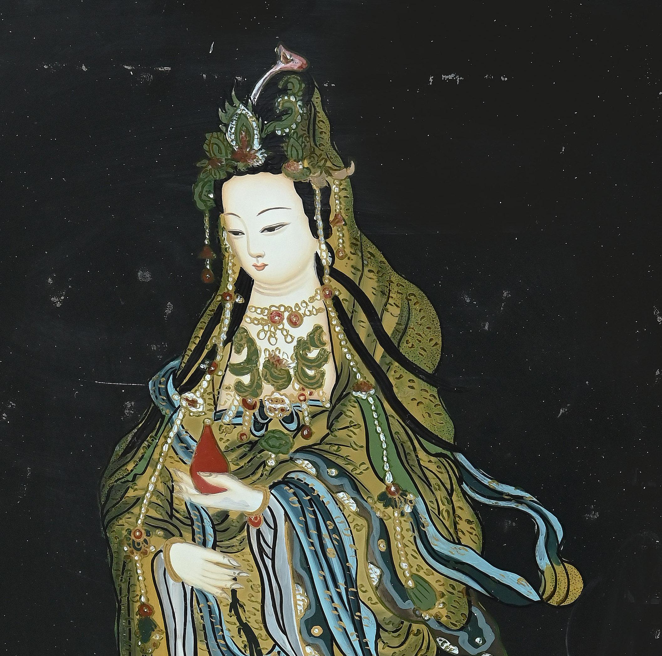 Oriental Woman, Enamel on Board, Early 20th Century In Good Condition For Sale In Roma, IT
