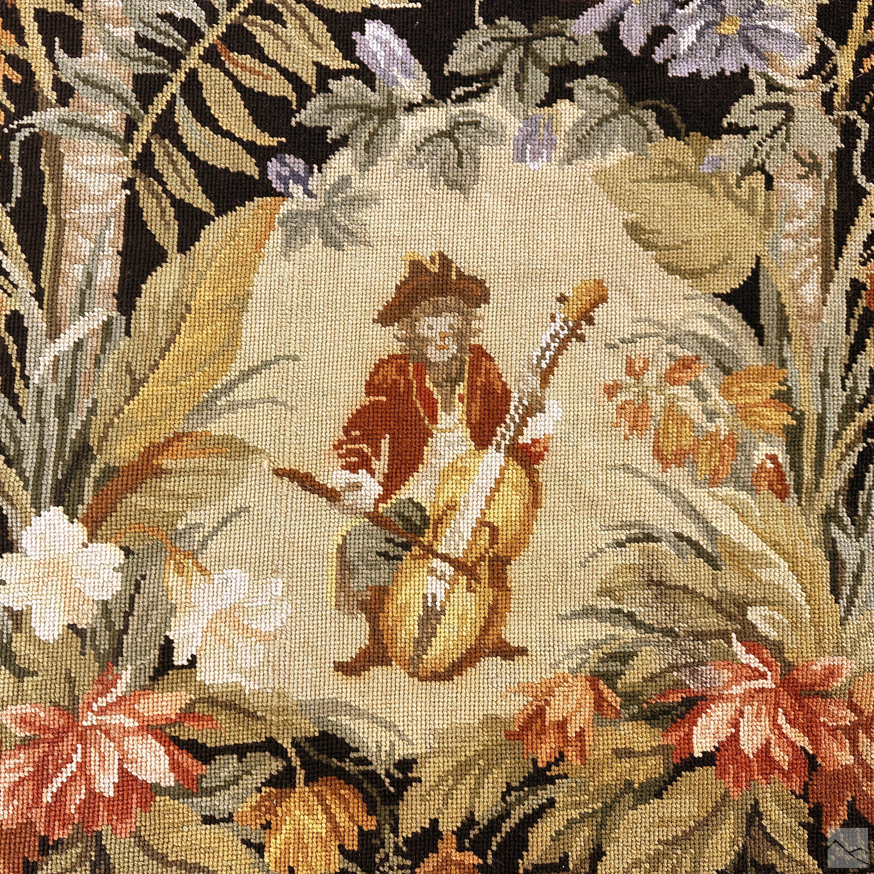 American Oriental Wool Area Rug by Rex & Rex inspired by the Rococo Singerie genre  For Sale