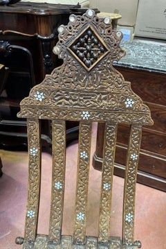 Oriental Work. 2 chairs In Carved Wood, Bone And Mother-of-pearl Inlay  1880