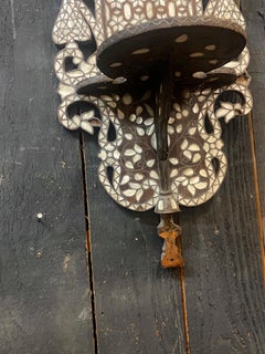 Oriental work from the 19th century, 2 large shelves in carved wood and bone