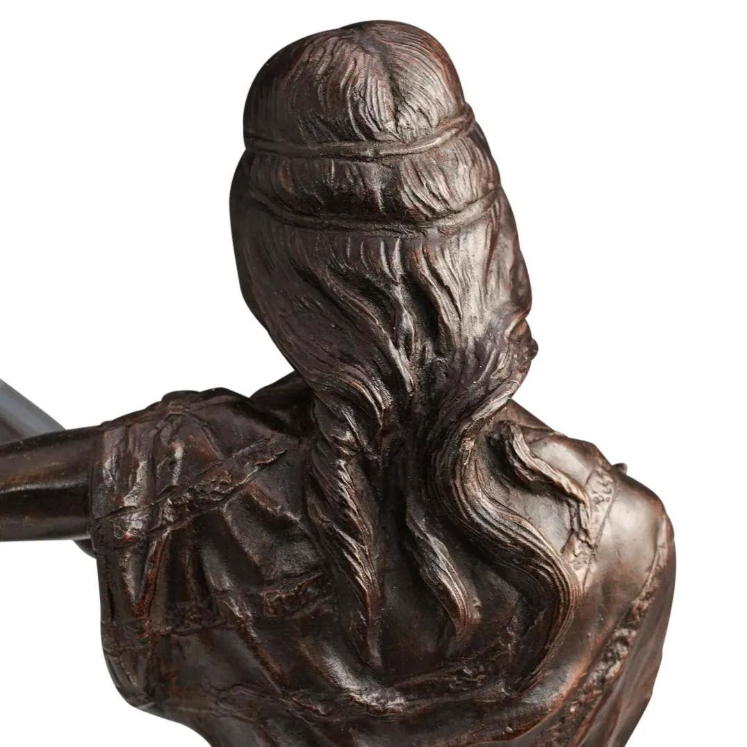 Orientaliste arabe  Sculpture en bronze d'après Couderc (Joueuse de Mandoline) Bon état à New York, NY