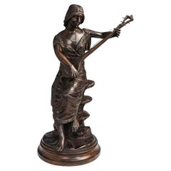 Orientalischer Araber  Bronzeskulptur nach Couderc (Joueuse de Mandoline)