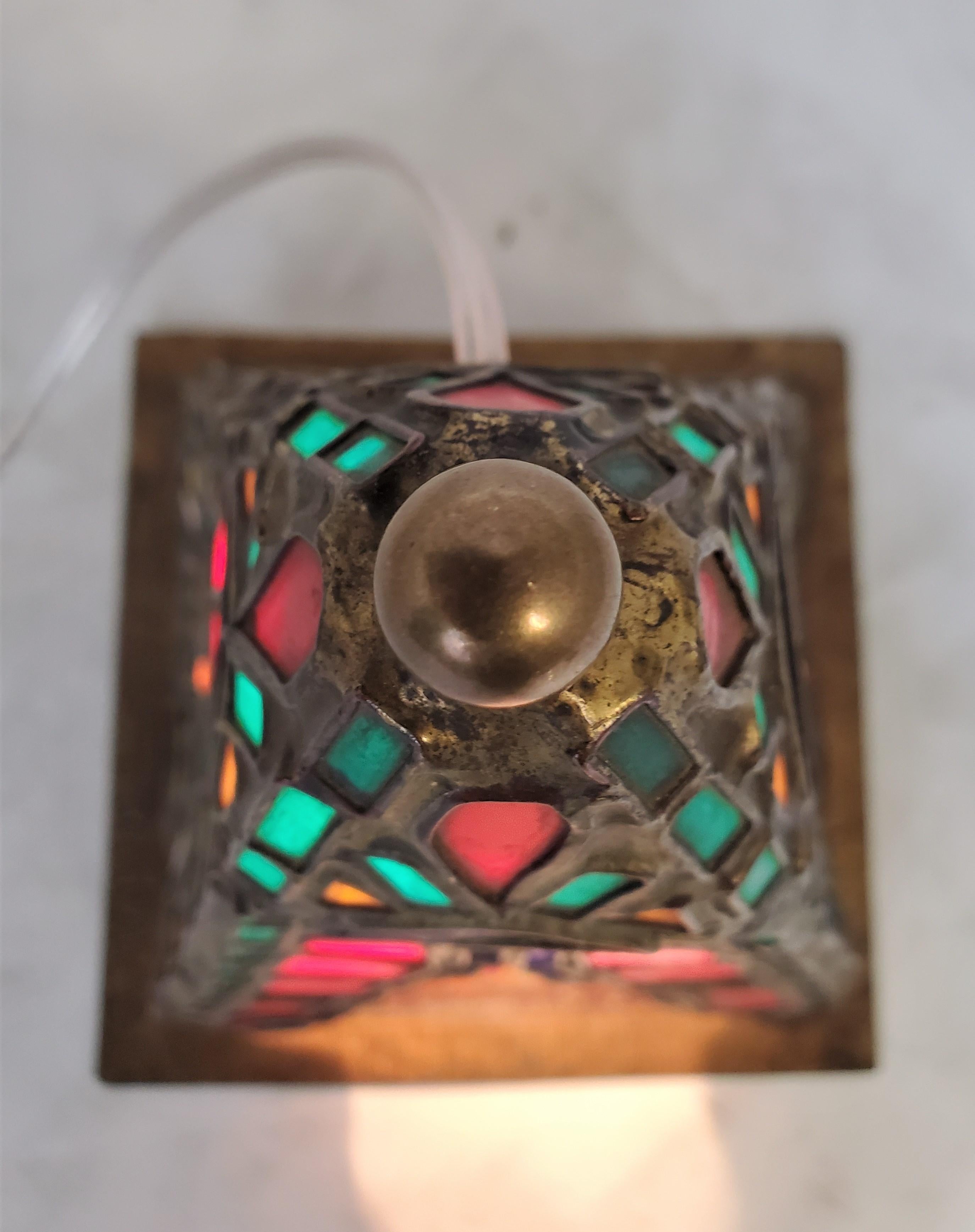 Lampe de tente/table autrichienne orientaliste peinte à froid et en verre teinté en vente 3