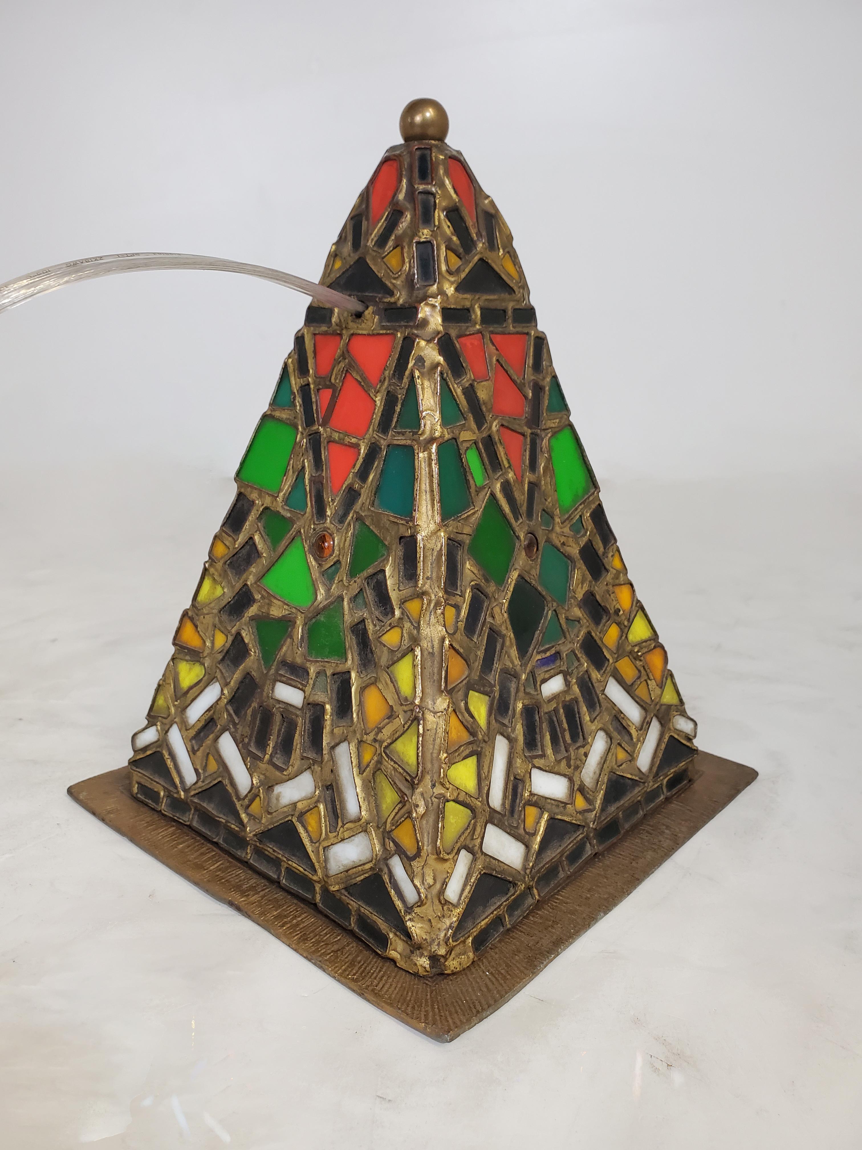 Orientalist Austrian Cold Painted and Stained Glass Tent /Table Lamp For Sale 3